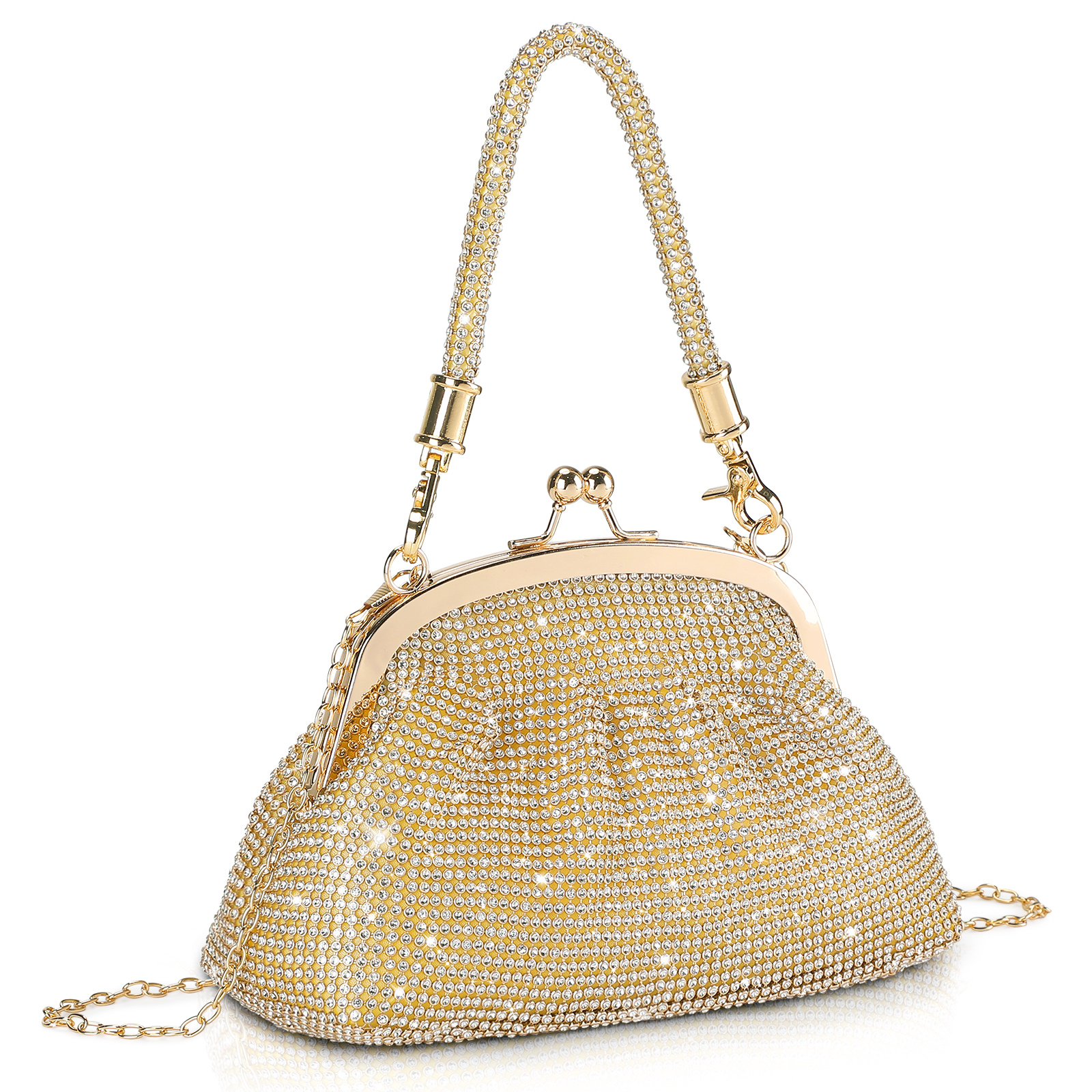 Clutch Damen Abendtasche Vintage Tasche Perlen Handtasche Umhängetasche Party 