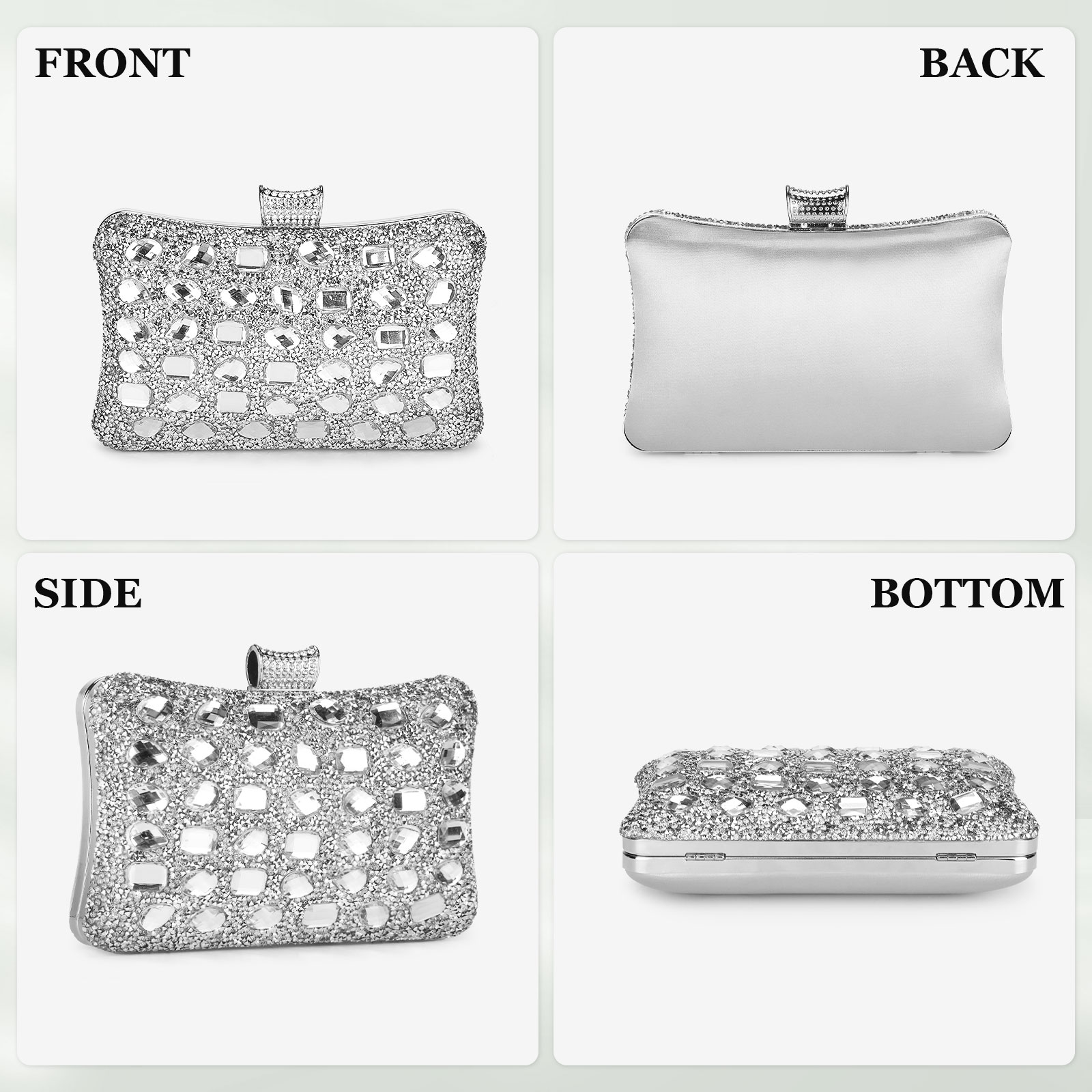 Vintage Damen Handtasche Abendtasche Glitzer Clutch Tasche Klein Schultertasche