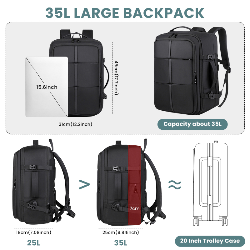 Rucksack 40x20x25 Handgepäck Reiserucksack Ryanair Boardgepäck Schulrucksack Neu - Bild 33 von 63