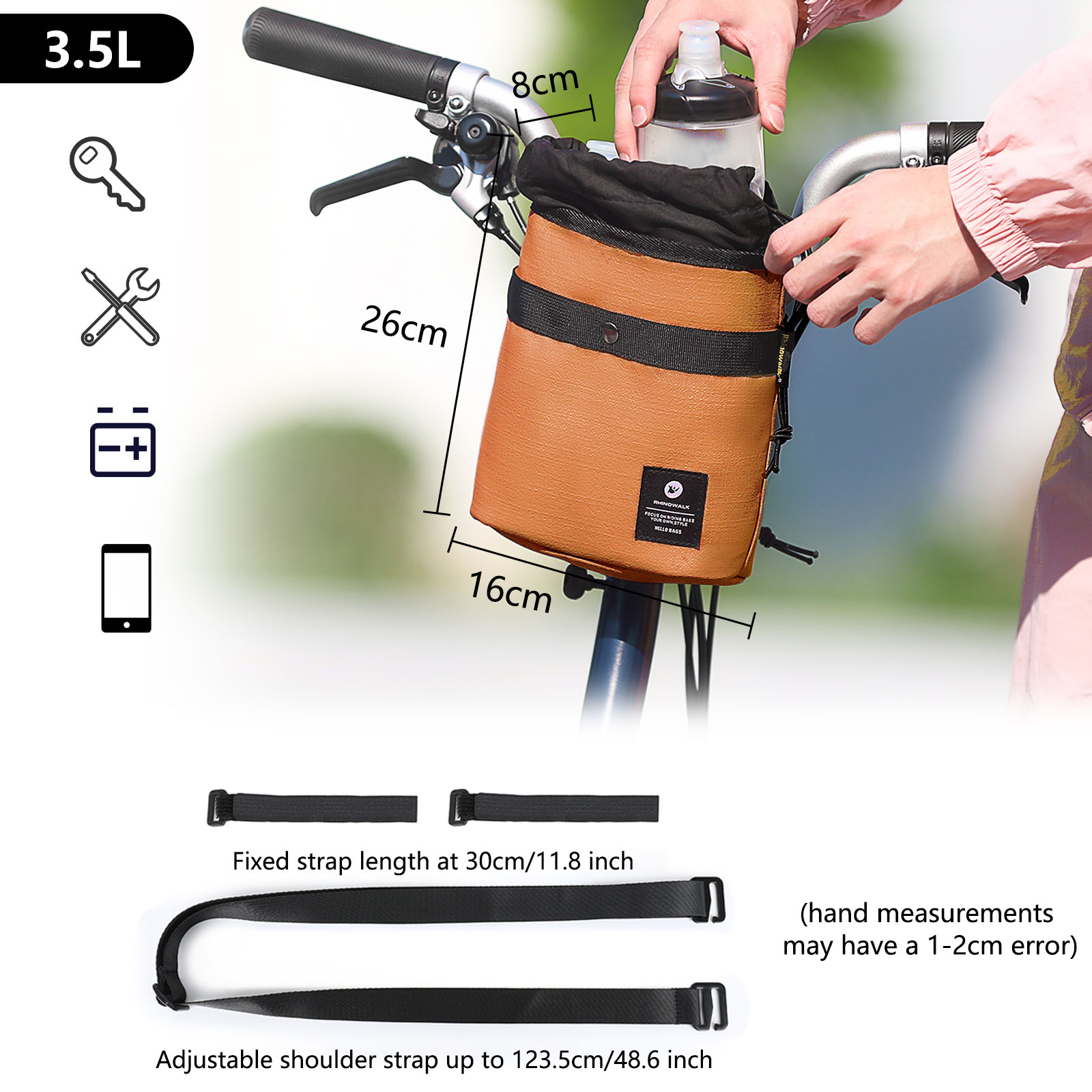 3.5L Lenkertasche Fahrradtaschen E-Scooter Herren Umhängetasche Schultertasche