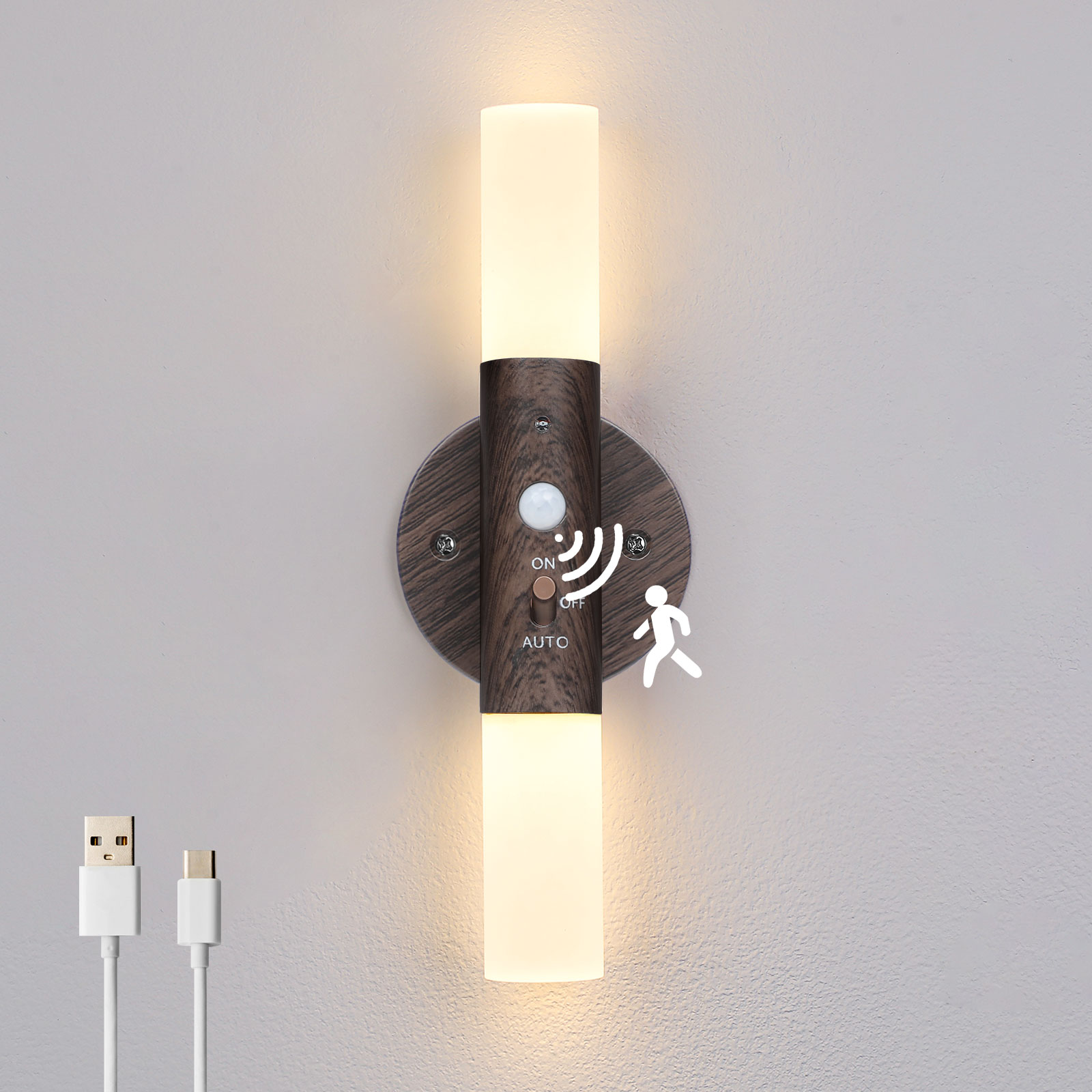 Motion Sensor Night Lights Up Down Wall Light Indoor Lamp Wall Sconce Fixture - Picture 9 of 15