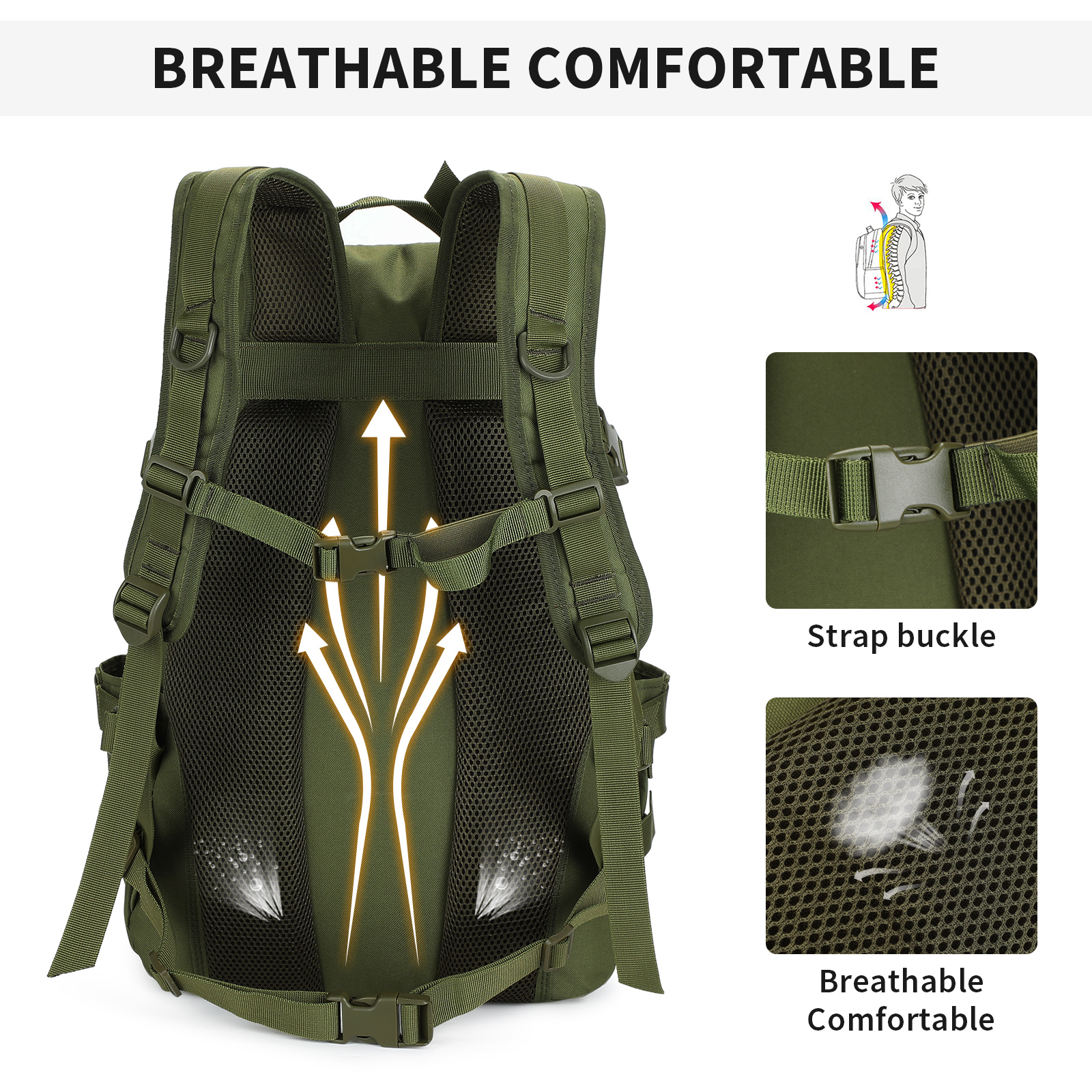 HUNTVP 40L Rucksack Sport Trekking Taktischer Wanderrucksack BW Kampfrucksack 