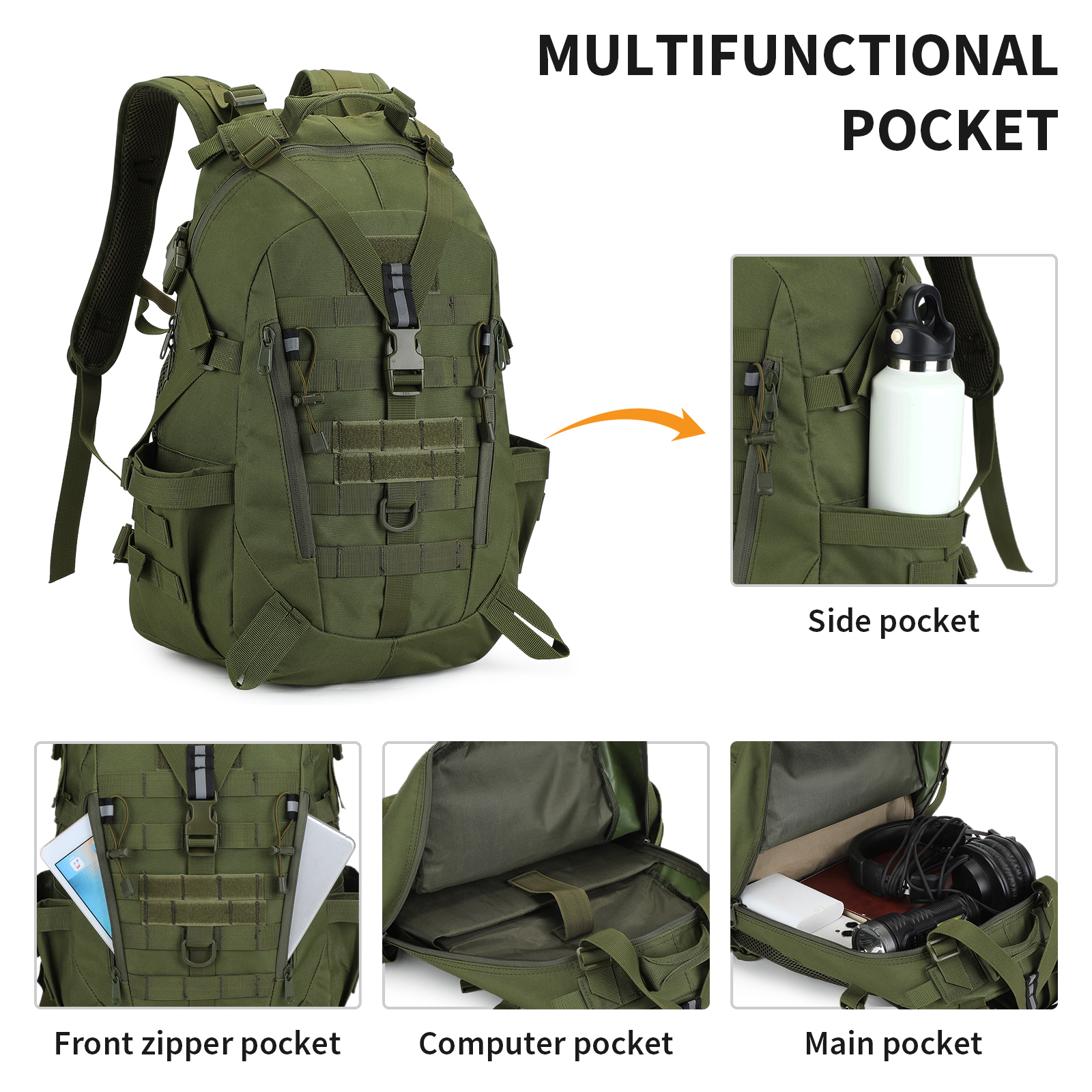 HUNTVP 40L Rucksack Sport Trekking Taktischer Wanderrucksack BW Kampfrucksack 