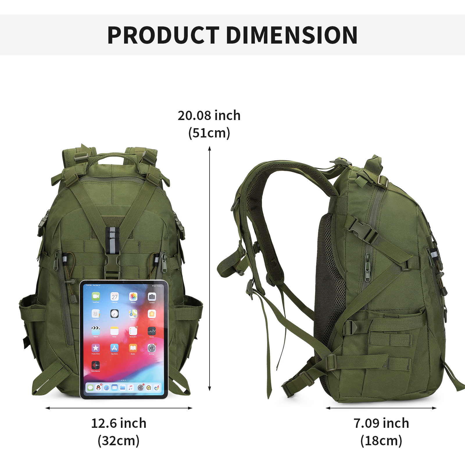 HUNTVP 40L Rucksack Sport Trekking Taktischer Wanderrucksack BW Kampfrucksack 