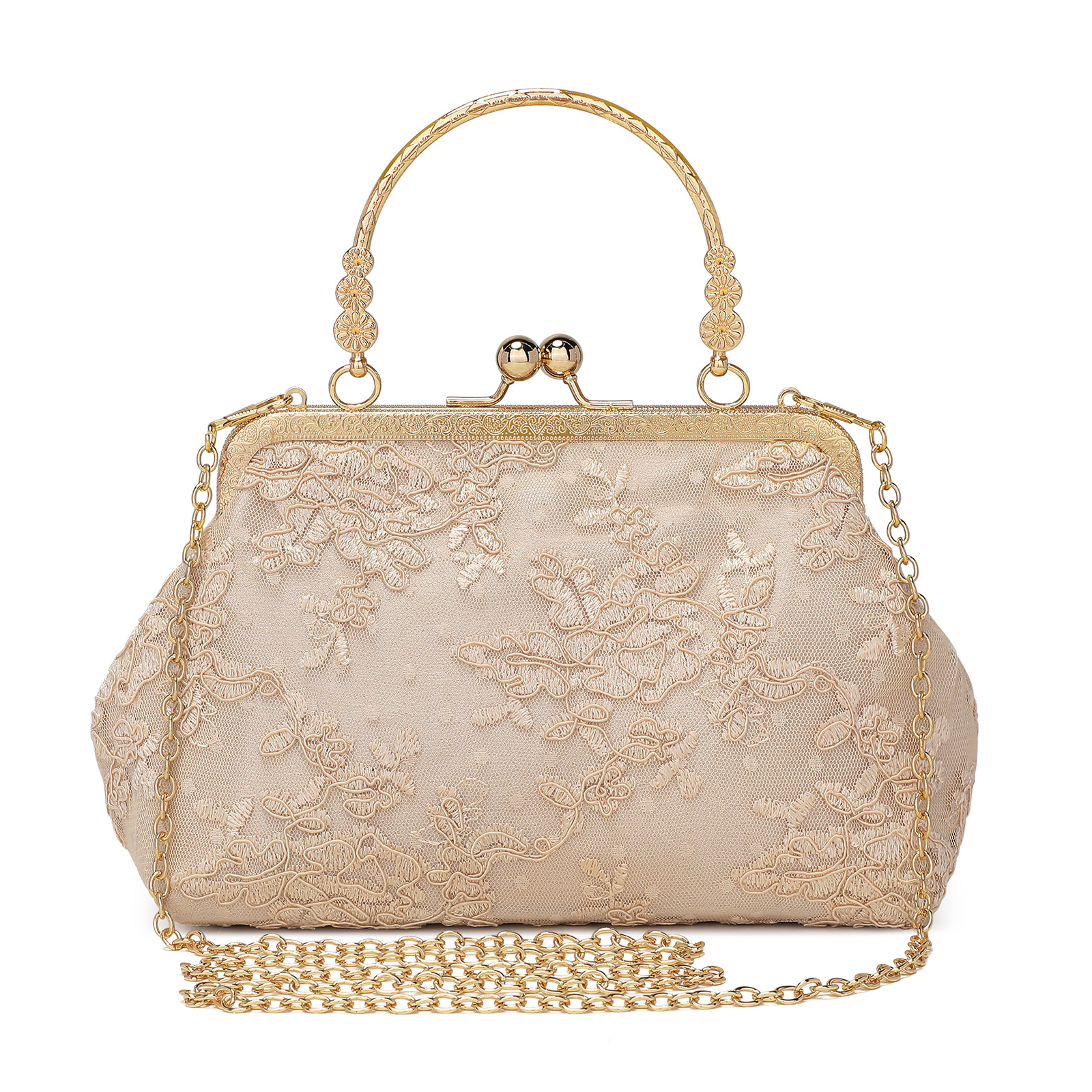 Vintage Women Clutch Evening Bag Floral Kiss Lock Handbag for Wedding Party Prom - Picture 22 of 23